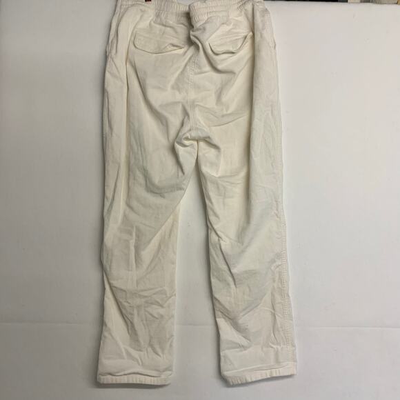 J Crew Corduroy Straight Leg Pants Cream Camp Garment Dyed Drawstring Button - Picture 7 of 9
